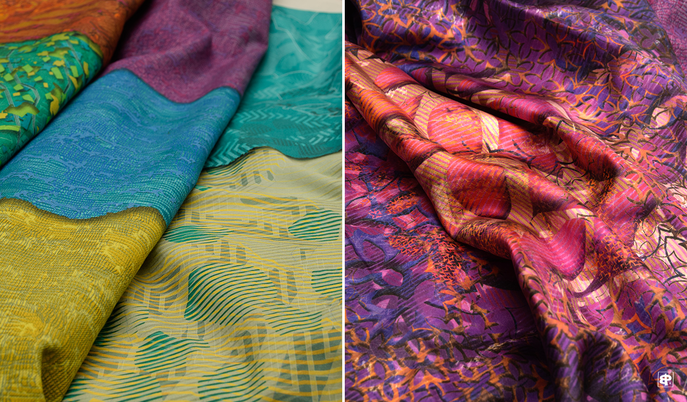 créations imprimées sur coton et sur soie