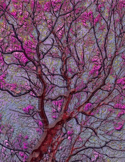 Arbre rose peinture digitale